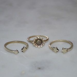 Set of 3 Sunflower and Star Rings (Discounted Shipping🚚)